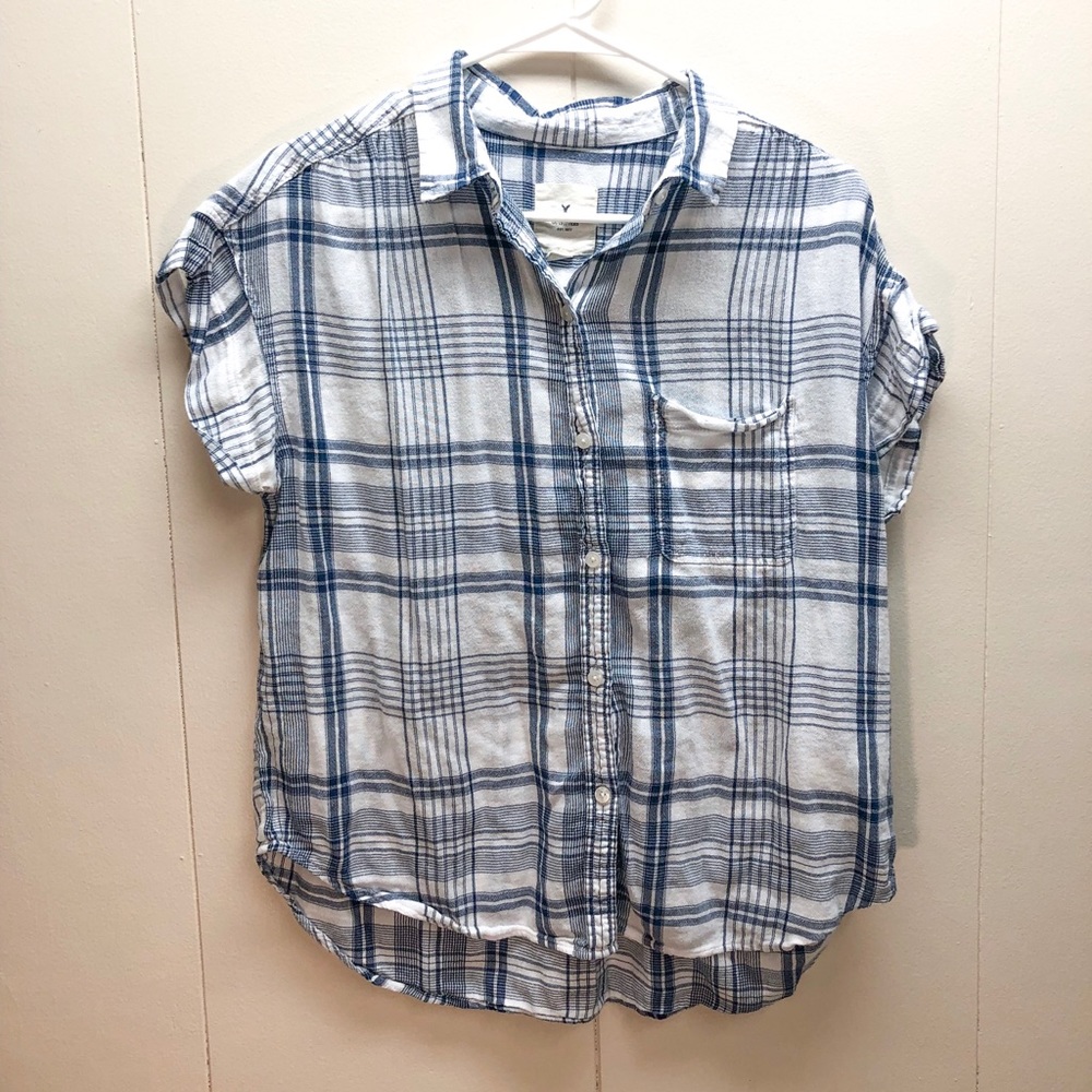 Short Sleeve Plaid Button Down